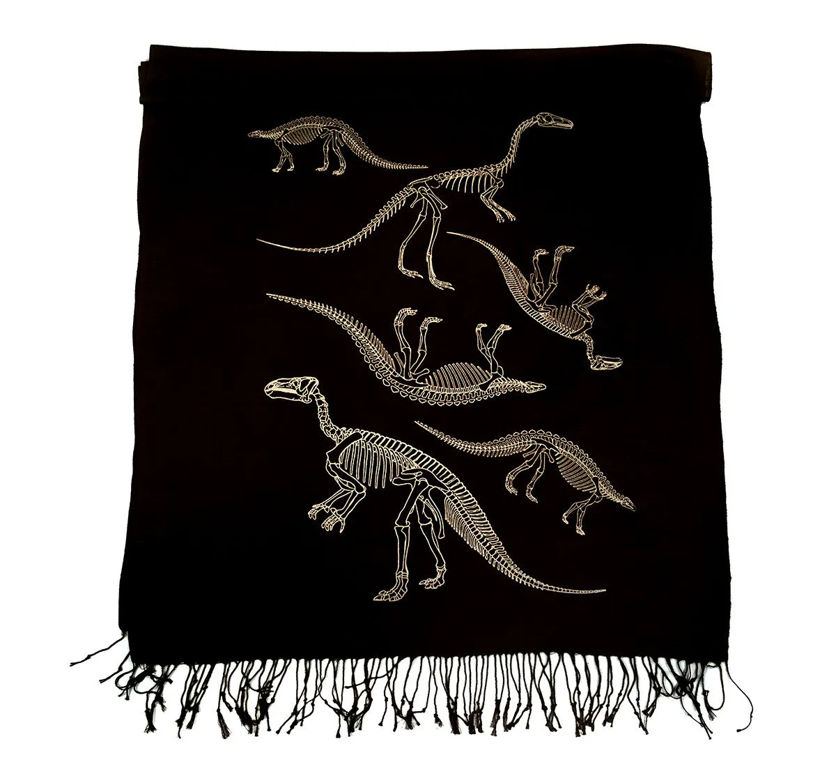 Dinosaur Bones Scarf, linen weave pashmina