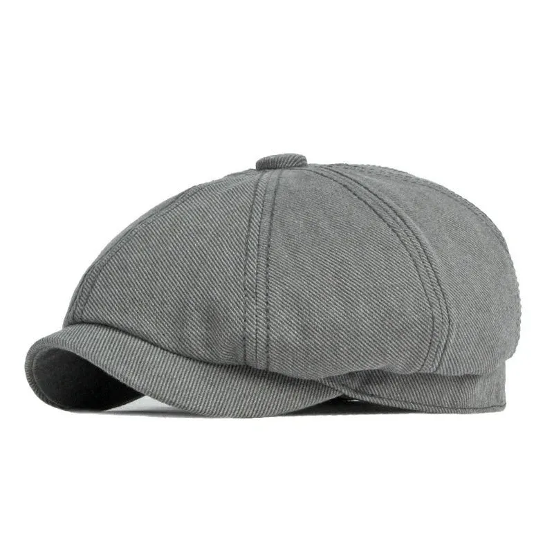 Eight Piece Cotton Newsboy Cap-Solid Colored