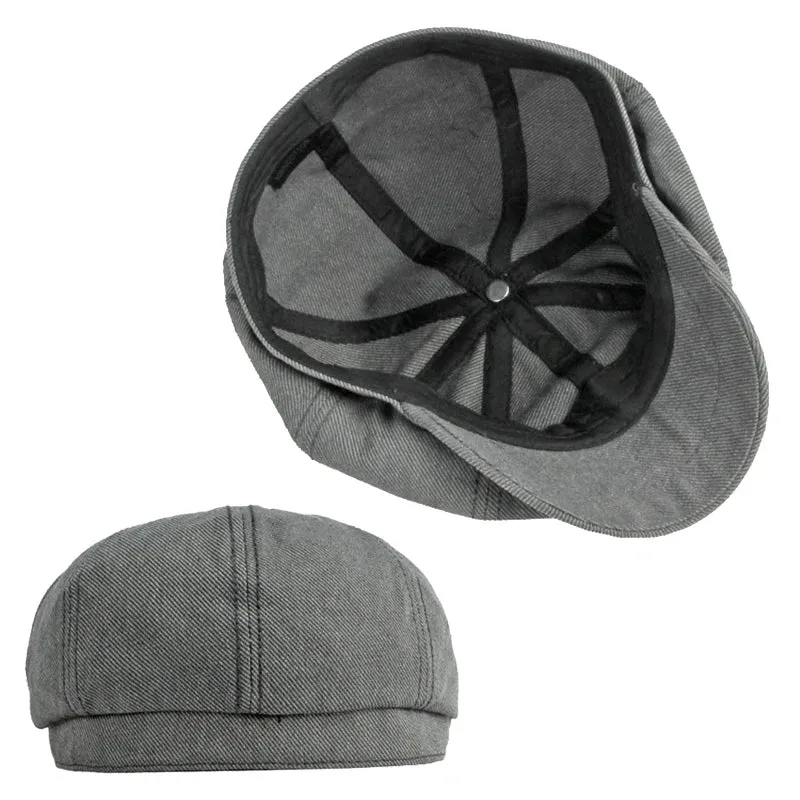 Eight Piece Cotton Newsboy Cap-Solid Colored