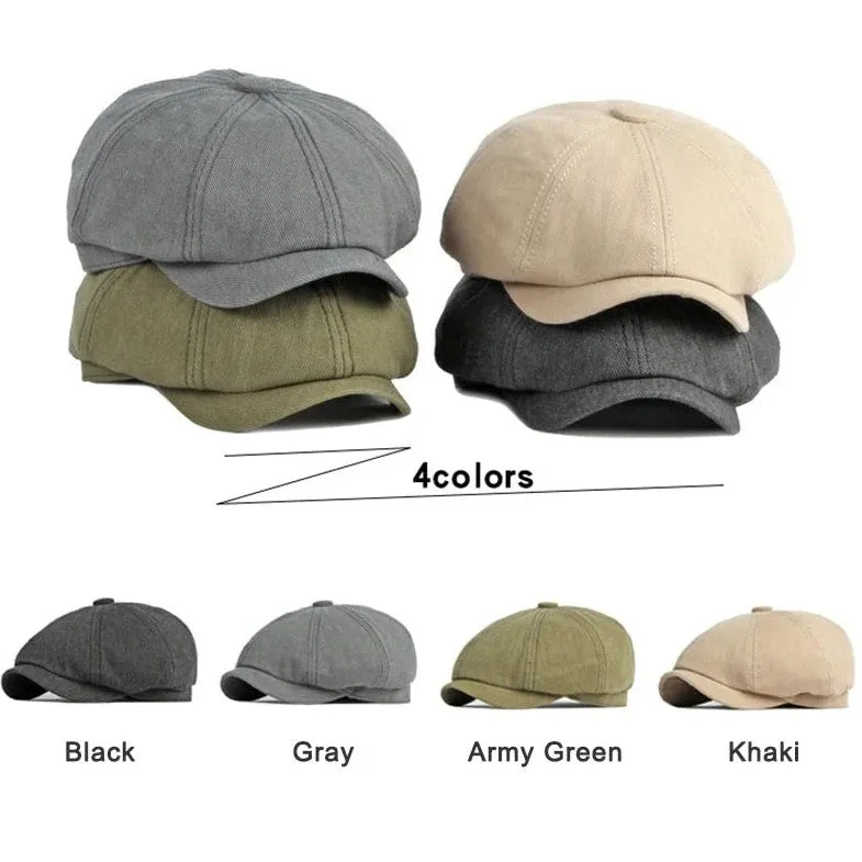 Eight Piece Cotton Newsboy Cap-Solid Colored