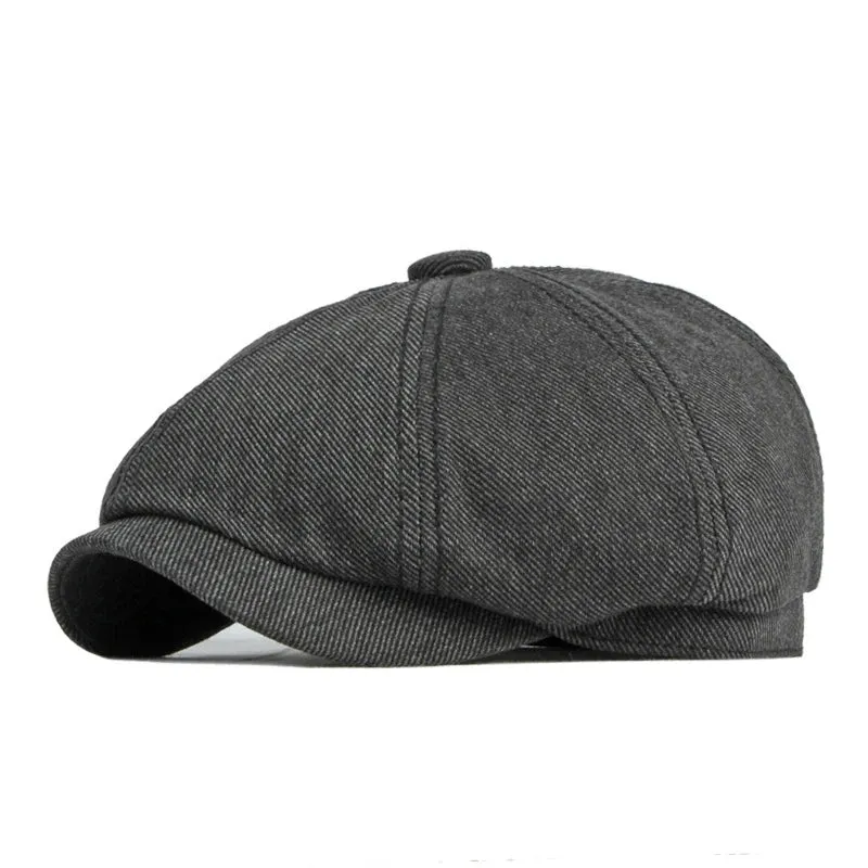 Eight Piece Cotton Newsboy Cap-Solid Colored