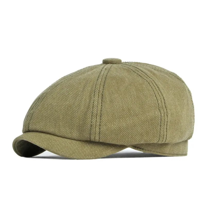 Eight Piece Cotton Newsboy Cap-Solid Colored