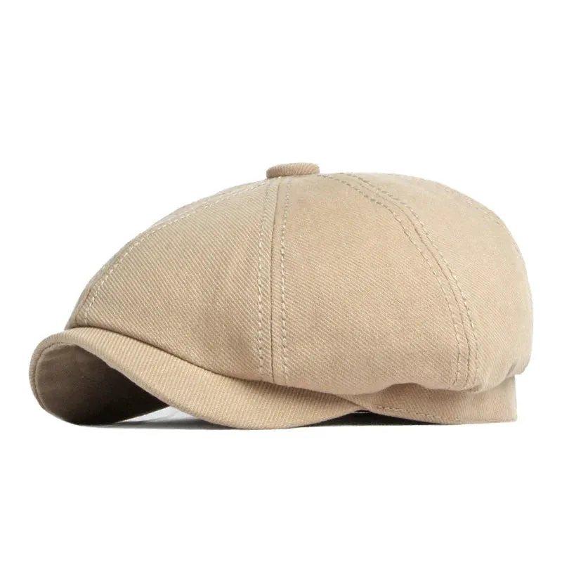 Eight Piece Cotton Newsboy Cap-Solid Colored