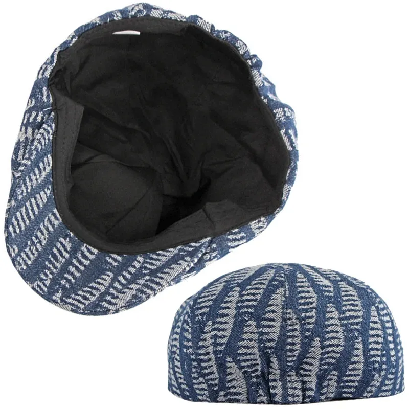 Eight Piece Denim Washed Newsboy Cap