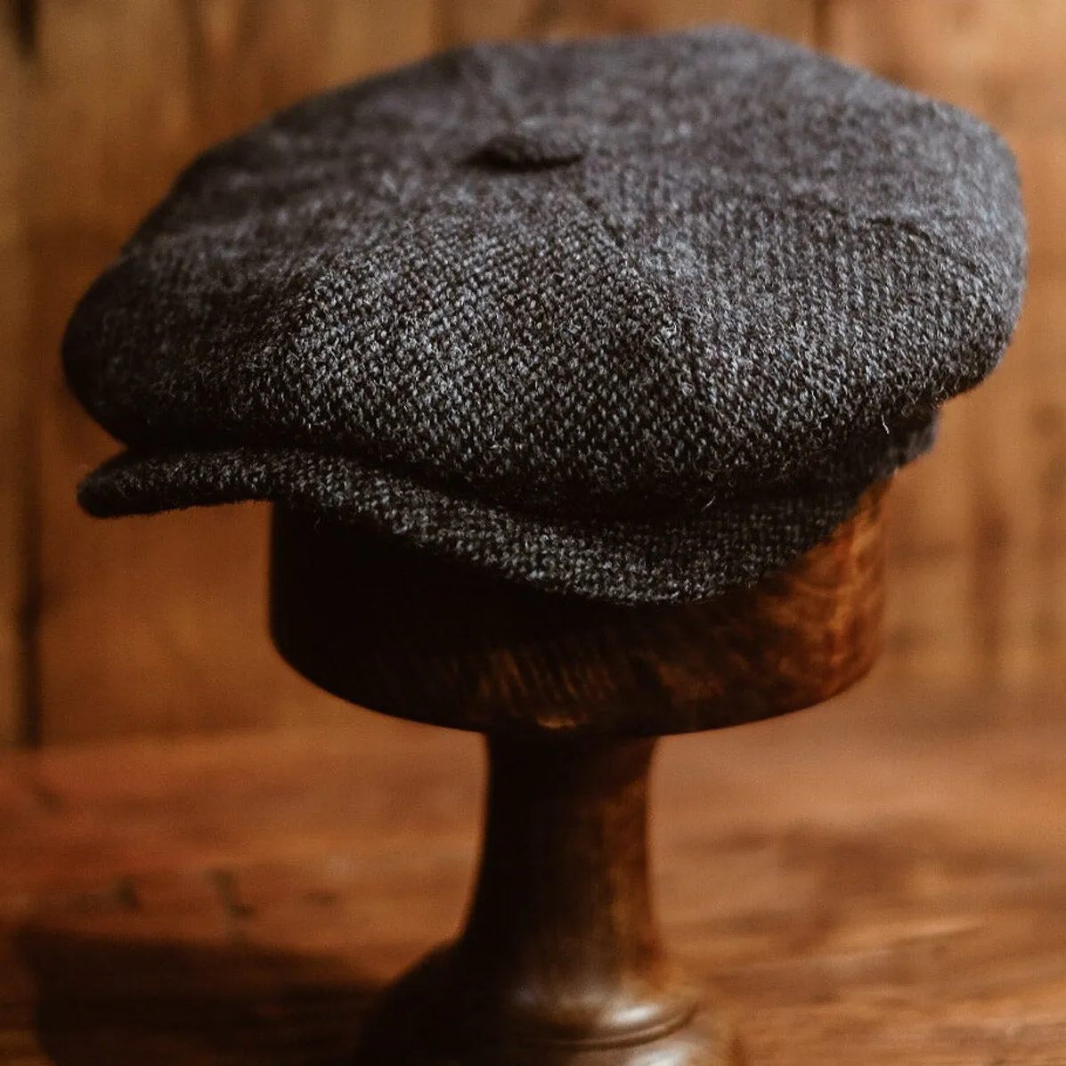 Eight Piece Light Blue Harris Tweed Wool Newsboy Cap