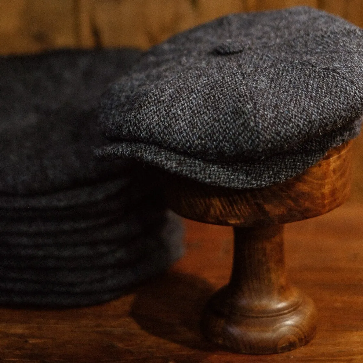 Eight Piece Light Blue Harris Tweed Wool Newsboy Cap