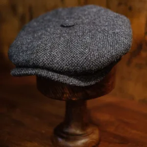 Eight Piece Light Blue Harris Tweed Wool Newsboy Cap