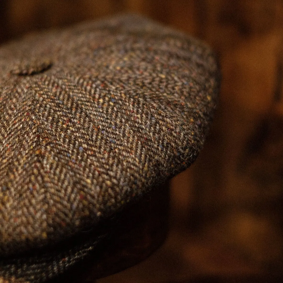 Eight Piece Rust/Red Stripe Wool Newsboy Cap