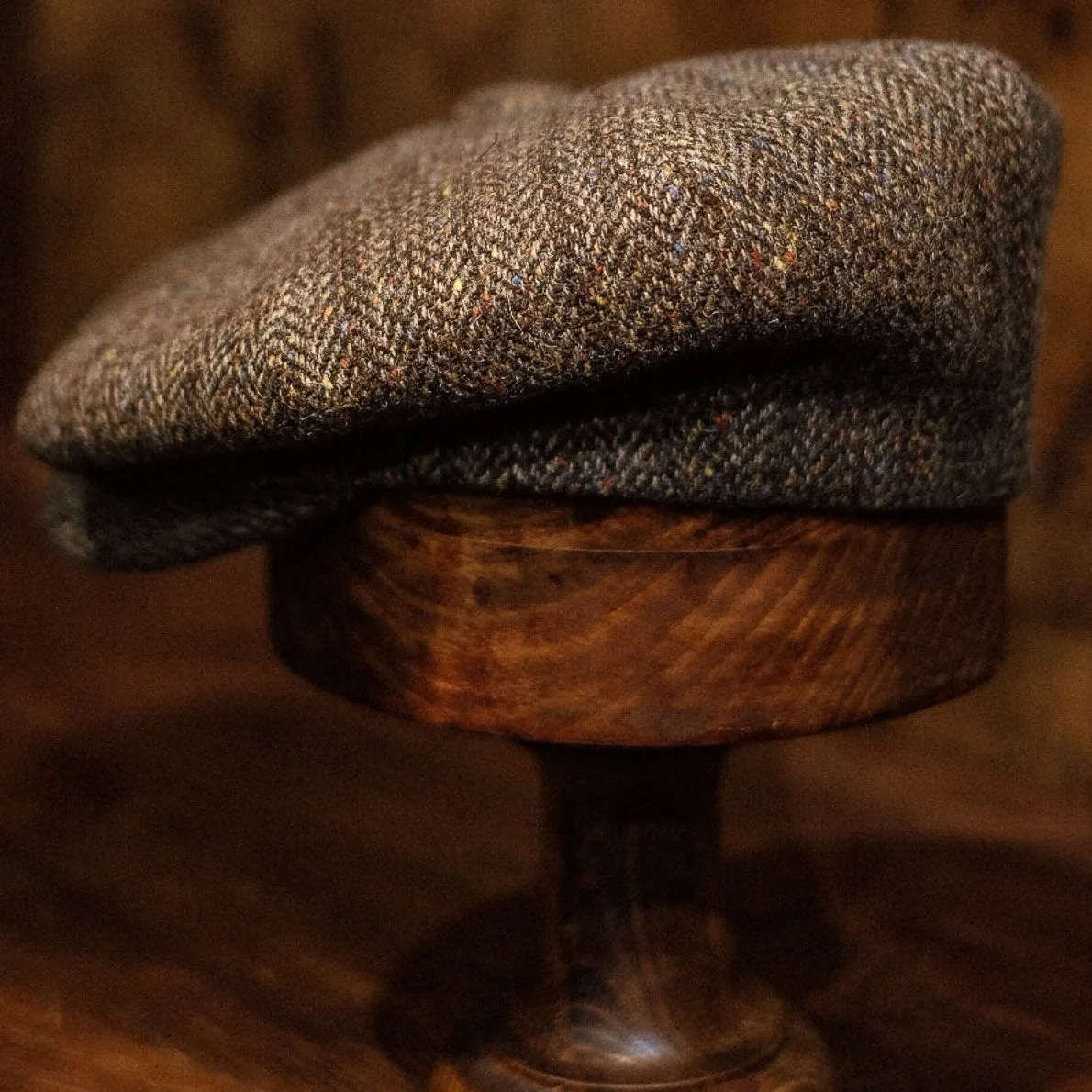 Eight Piece Rust/Red Stripe Wool Newsboy Cap