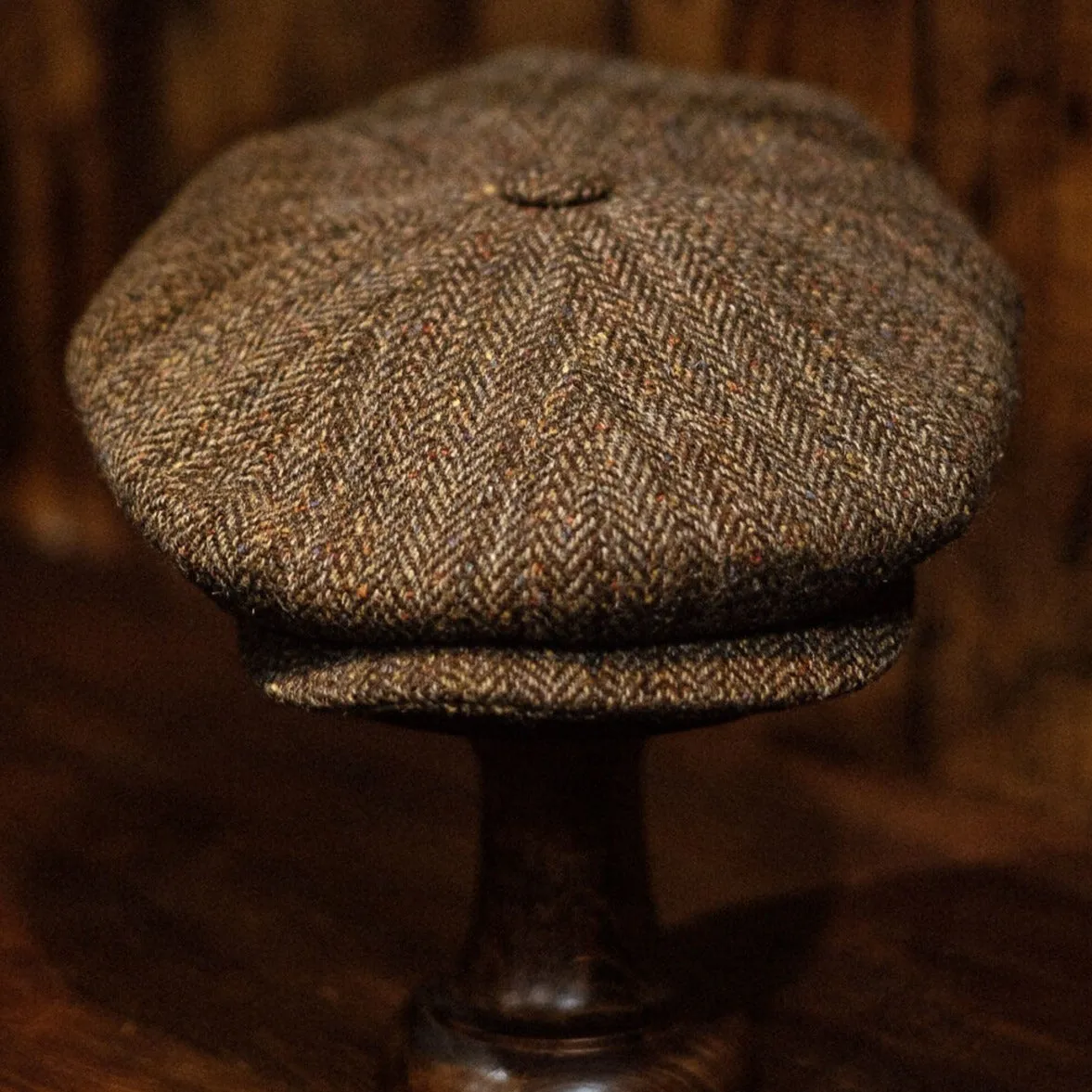 Eight Piece Rust/Red Stripe Wool Newsboy Cap