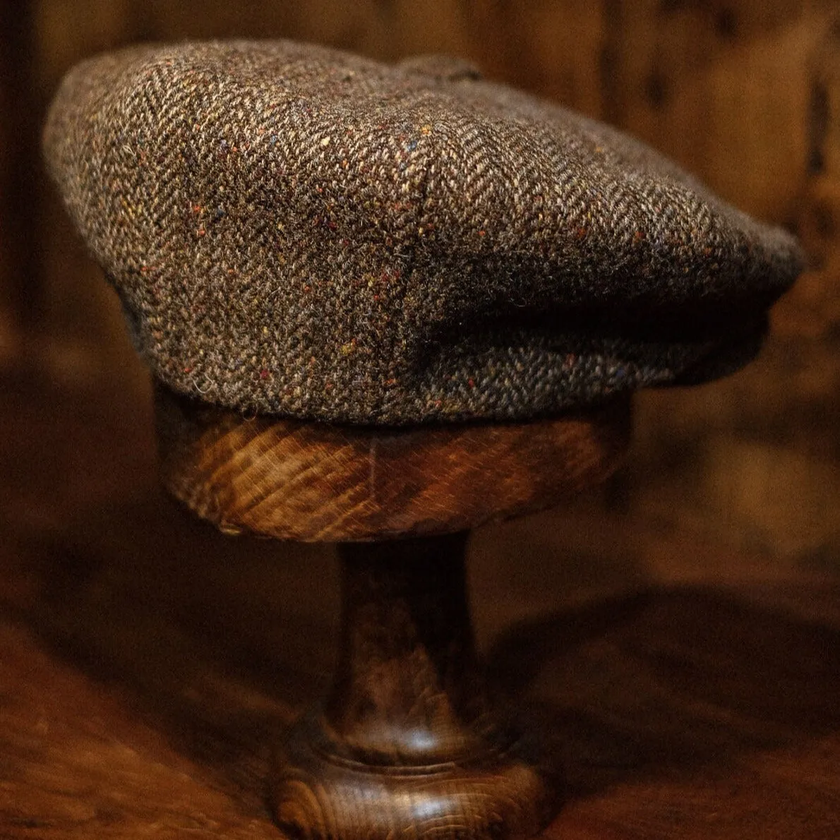 Eight Piece Rust/Red Stripe Wool Newsboy Cap