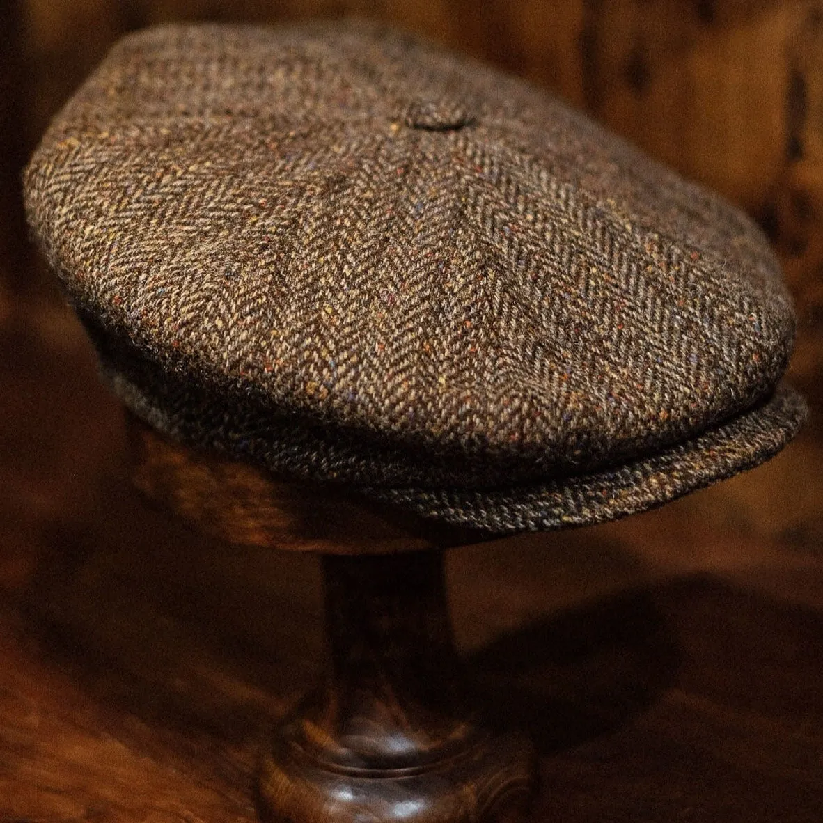 Eight Piece Rust/Red Stripe Wool Newsboy Cap