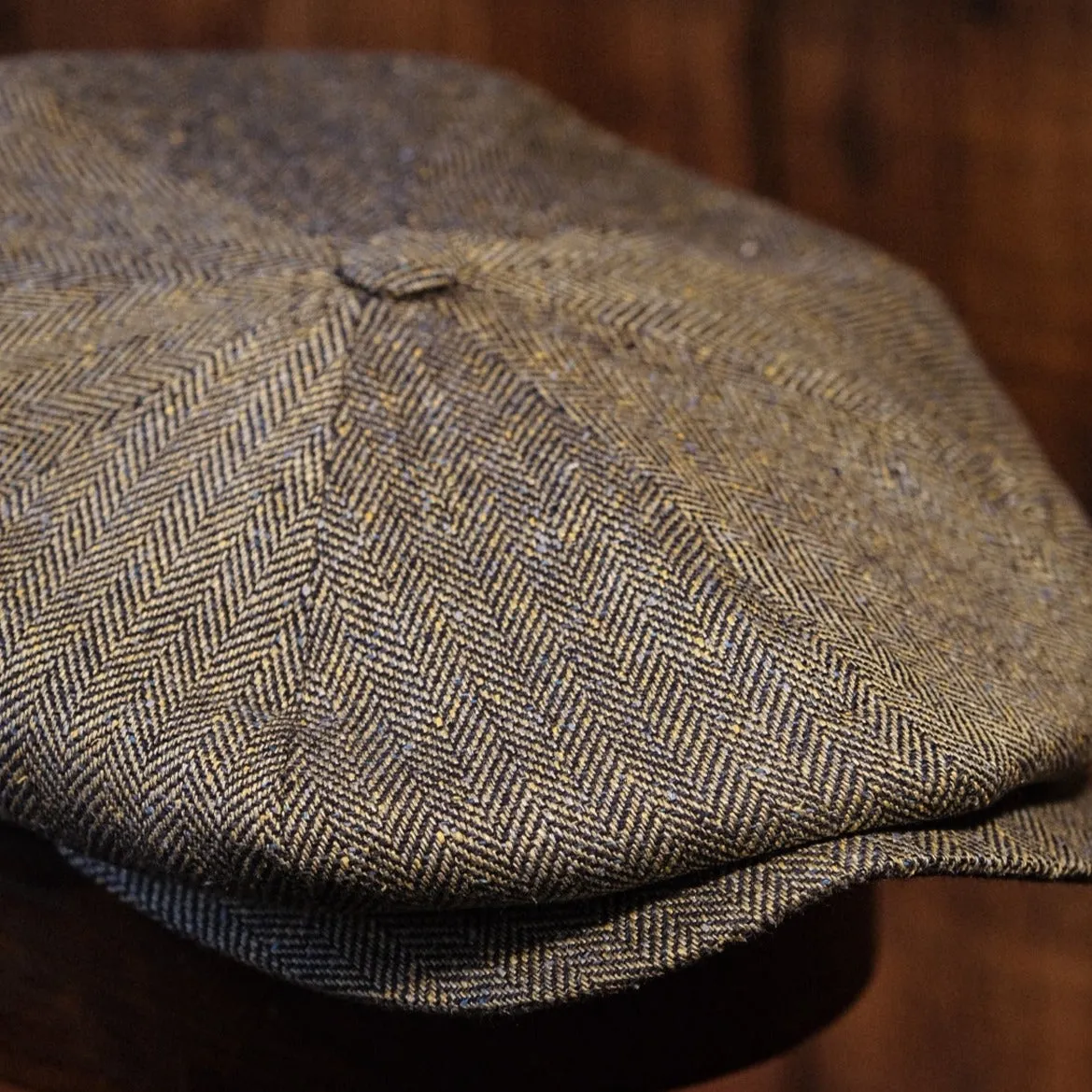 Eight Piece Sea Pearl Blue Silk Newsboy Cap