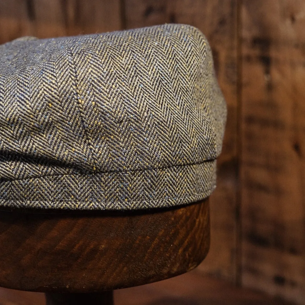 Eight Piece Sea Pearl Blue Silk Newsboy Cap