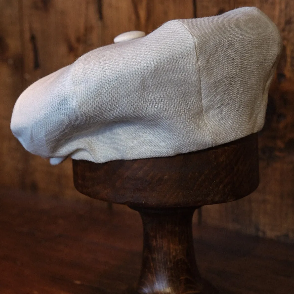 Eight Piece White Linen Newsboy Cap