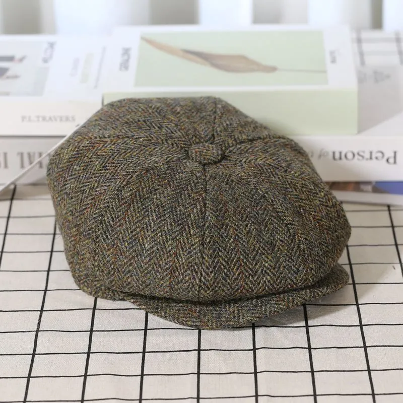 Elegant Tweed Wool Newsboy Cap