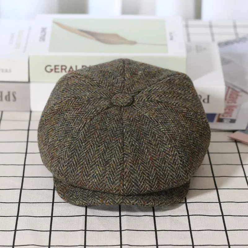 Elegant Tweed Wool Newsboy Cap