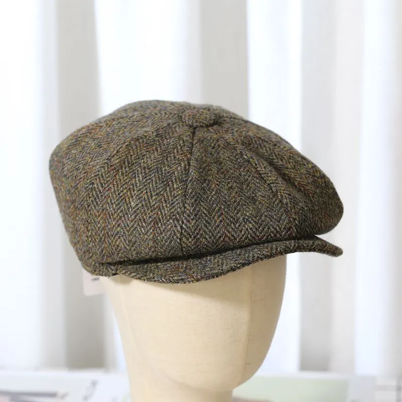 Elegant Tweed Wool Newsboy Cap