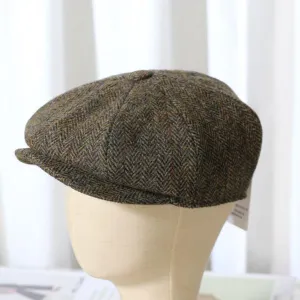 Elegant Tweed Wool Newsboy Cap