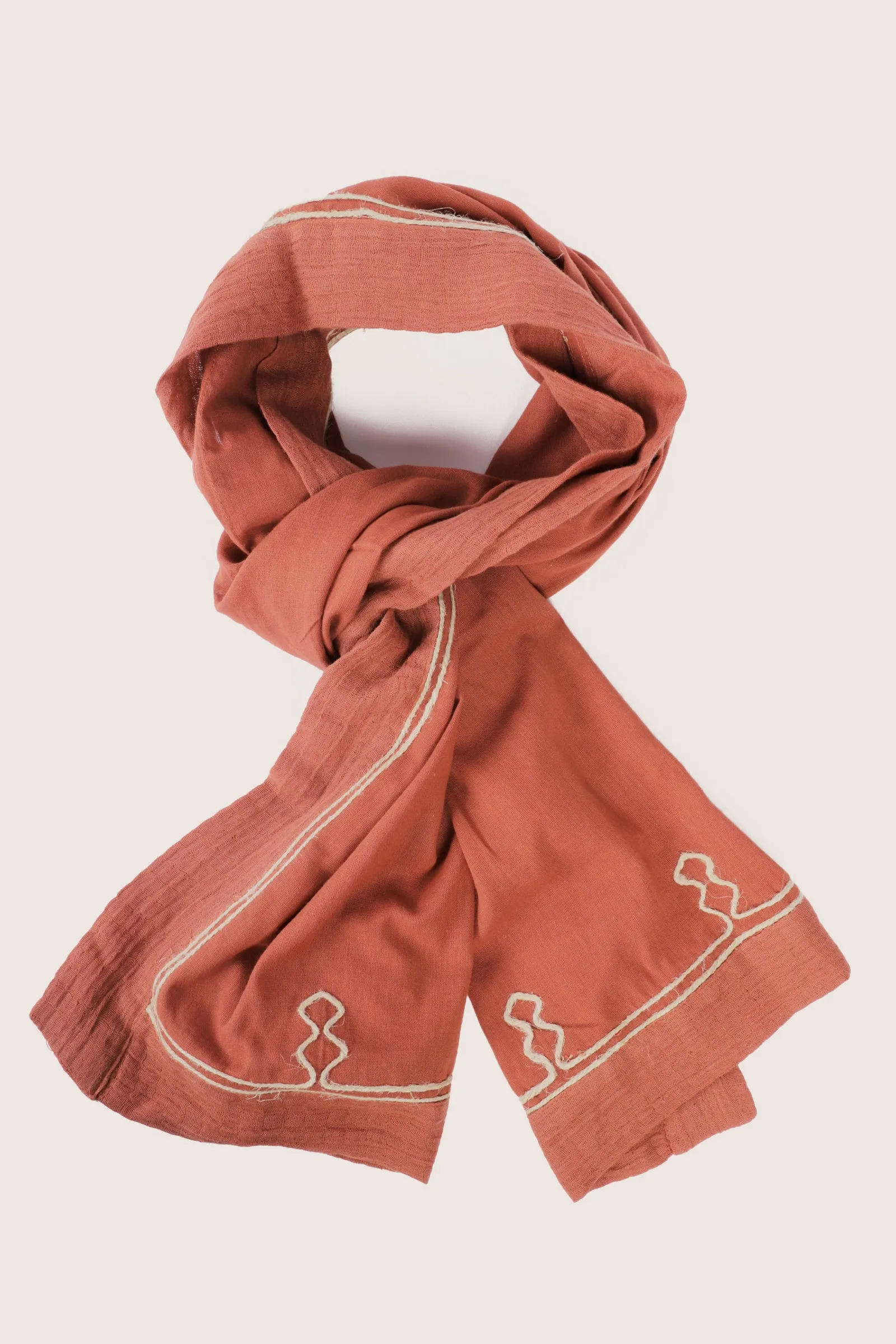 Embroidered scarf in cotton gauze