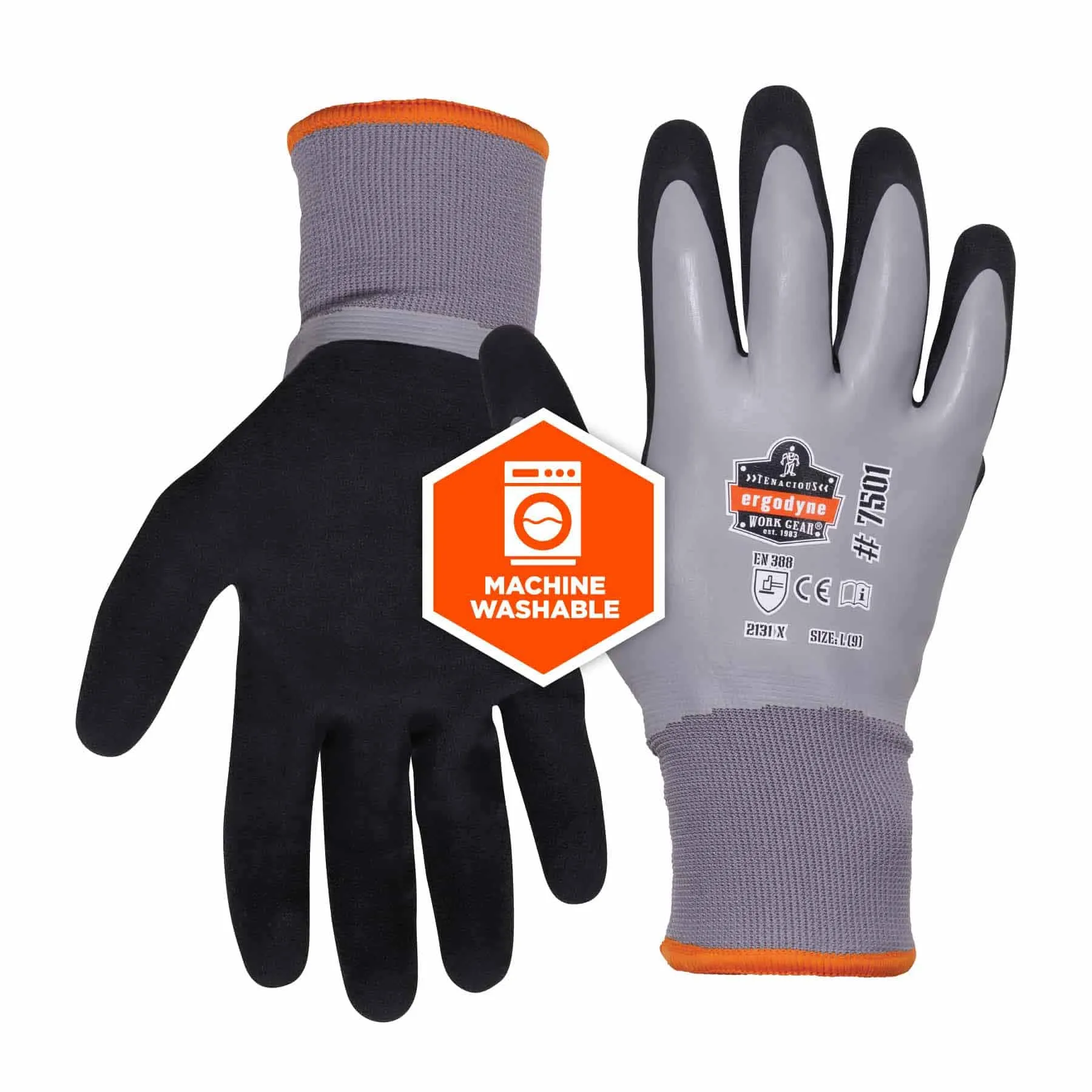 Ergodyne 17935 7501-CASE XL Gray Coated Waterproof Winter Gloves 144-Pair