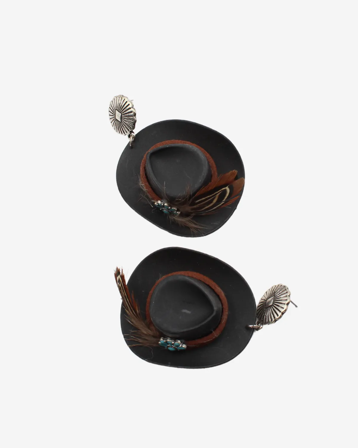 Feather Cowboy Hat Earrings