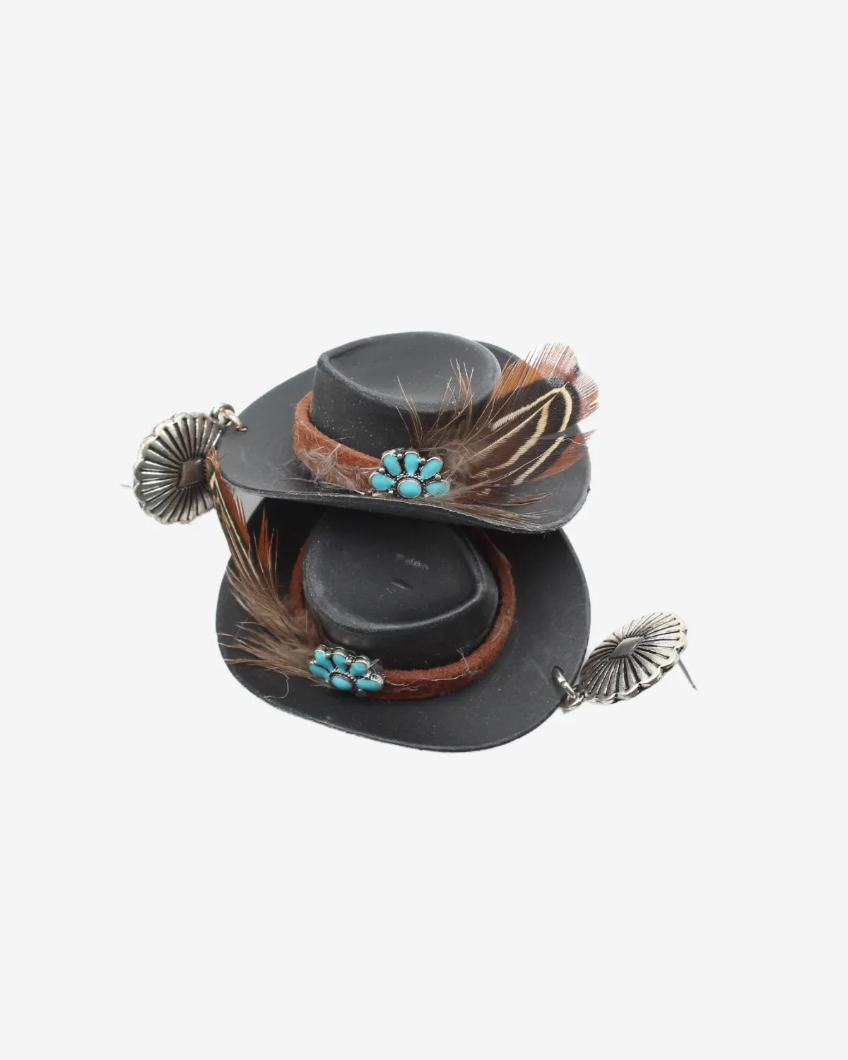 Feather Cowboy Hat Earrings