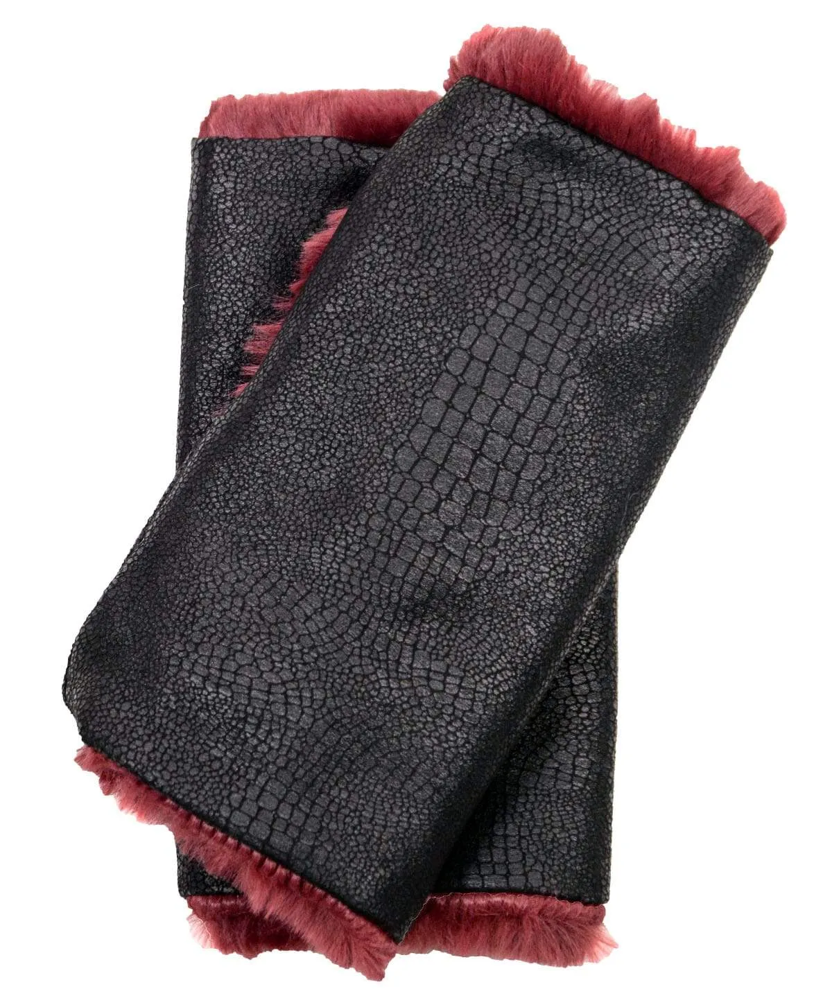 Fingerless / Driving Gloves - Vegan Leather Outback in Black with Assorted Faux Fur (Cranberry Creek Combos - Limited Availability)