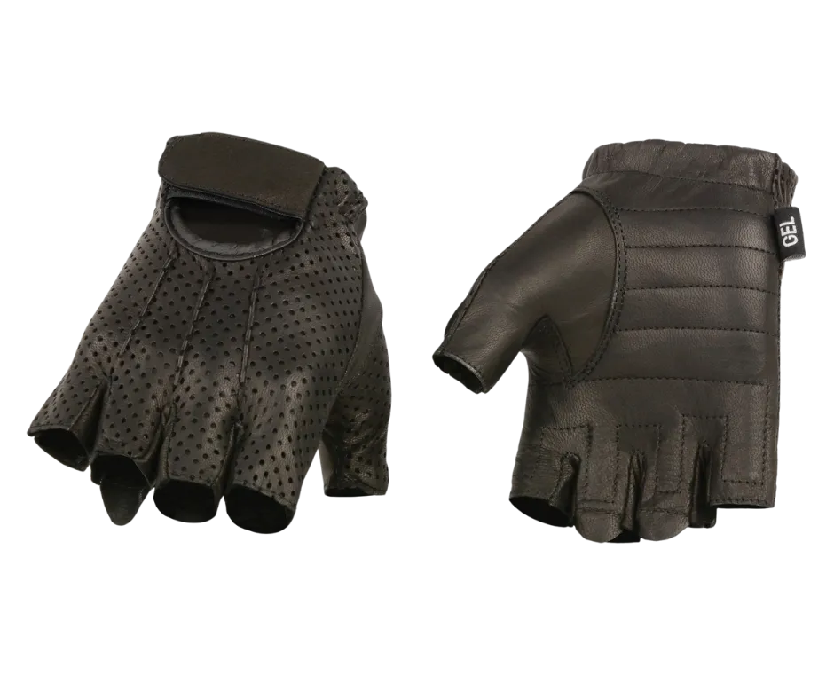 Fingerless Perforated Leather Riding Gloves