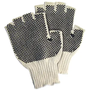 Fingerless PVC Dot Knit Gloves - Small