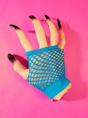 Fishnet Fingerless Gloves - Turquoise