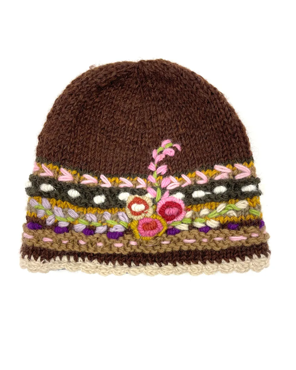 Flower Embroidered Beanie