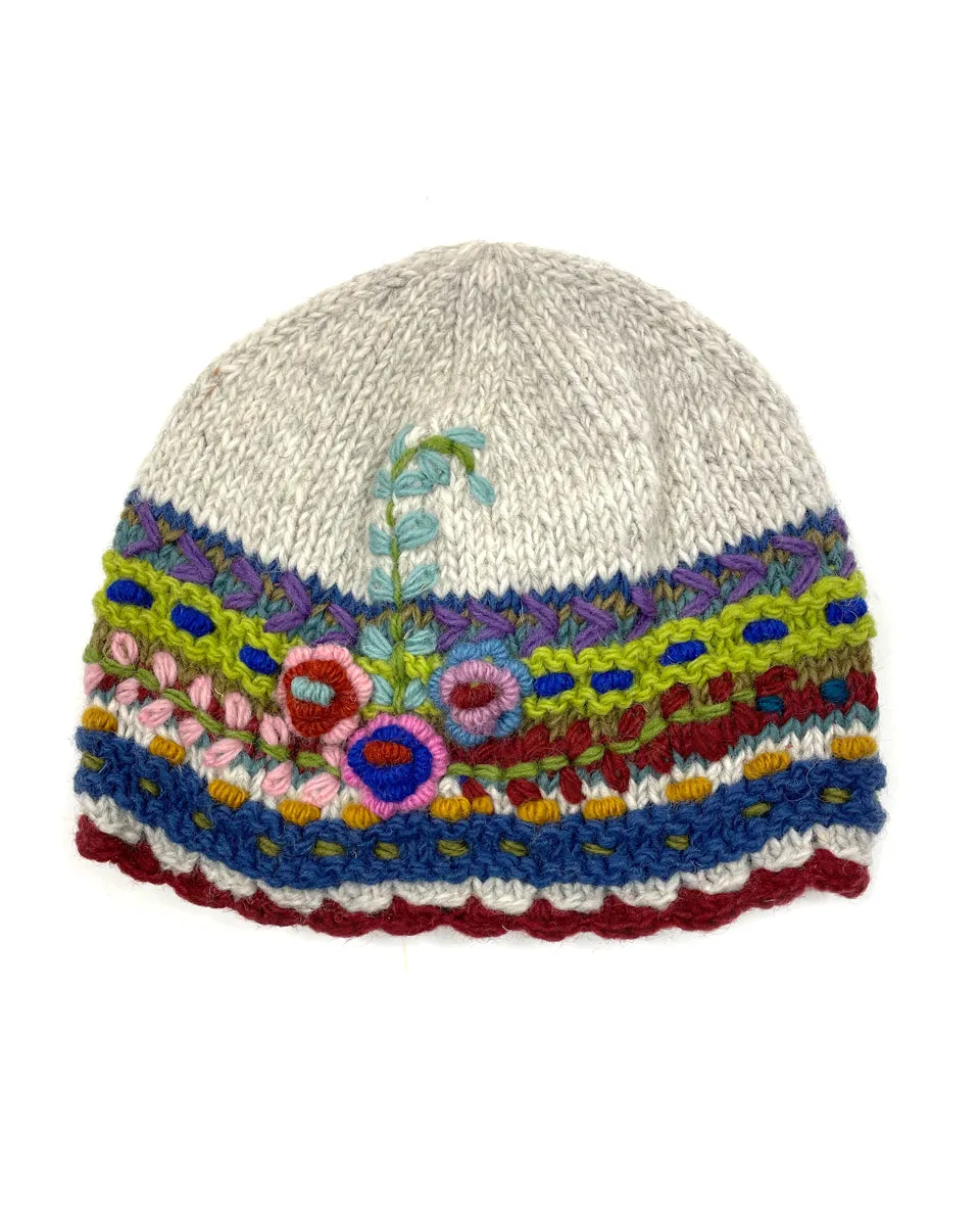 Flower Embroidered Beanie