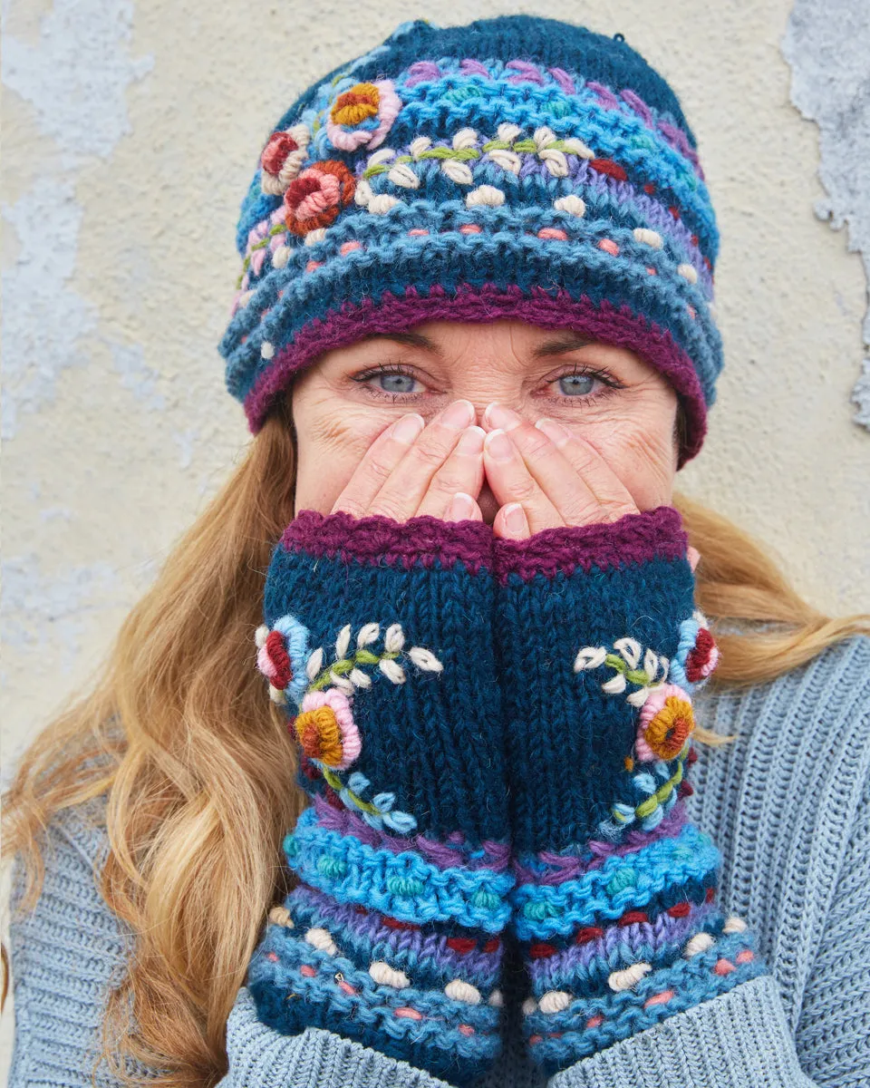 Flower Embroidered Beanie