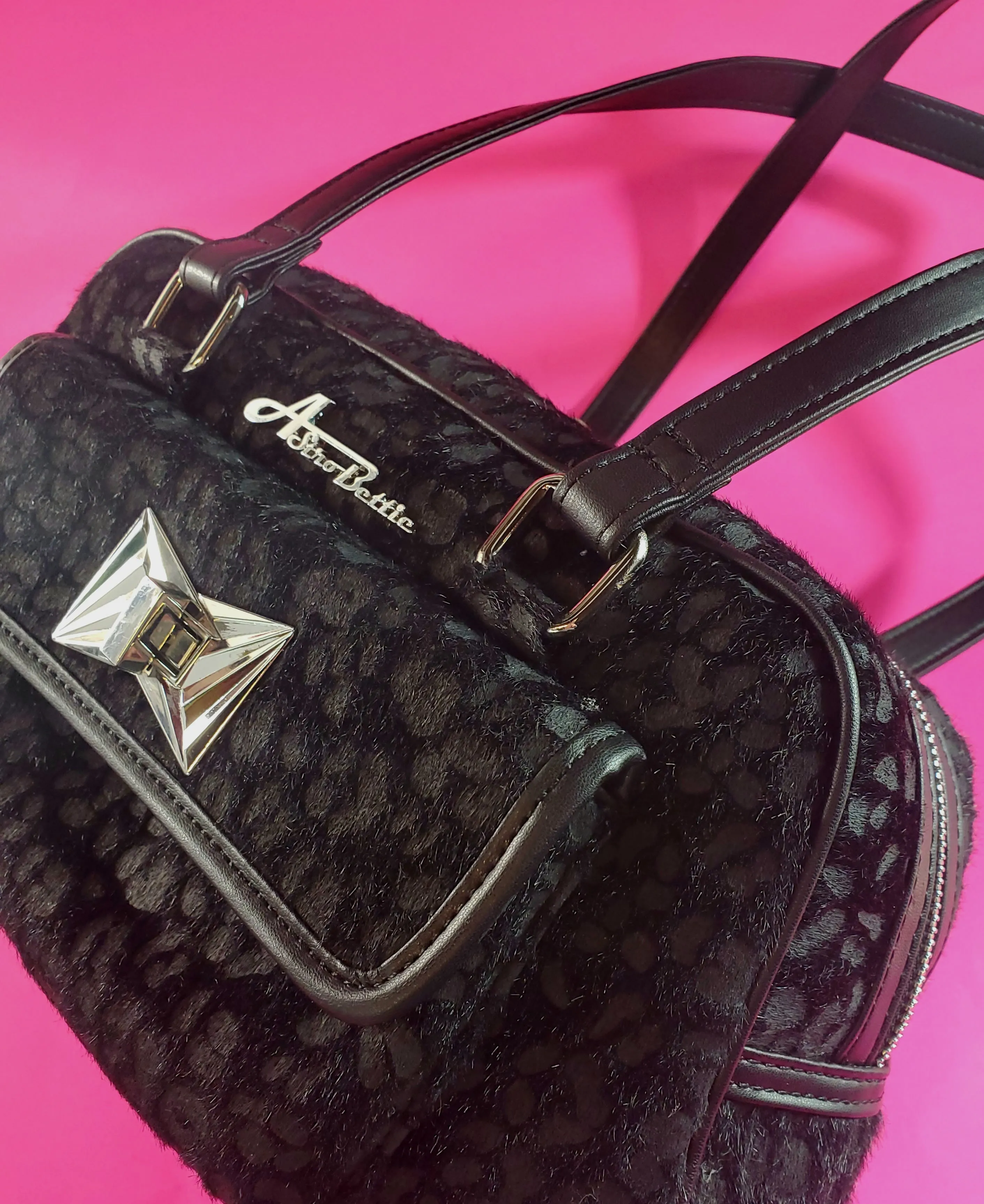 Galaxy Purse in Black Leopard Print by Astro Bettie