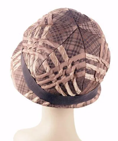 Grace Cloche Style Hat - Copper Plaid Upholstery