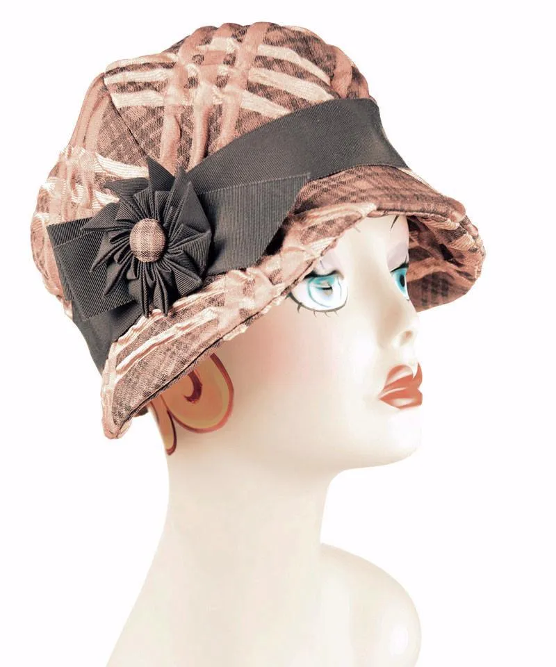 Grace Cloche Style Hat - Copper Plaid Upholstery