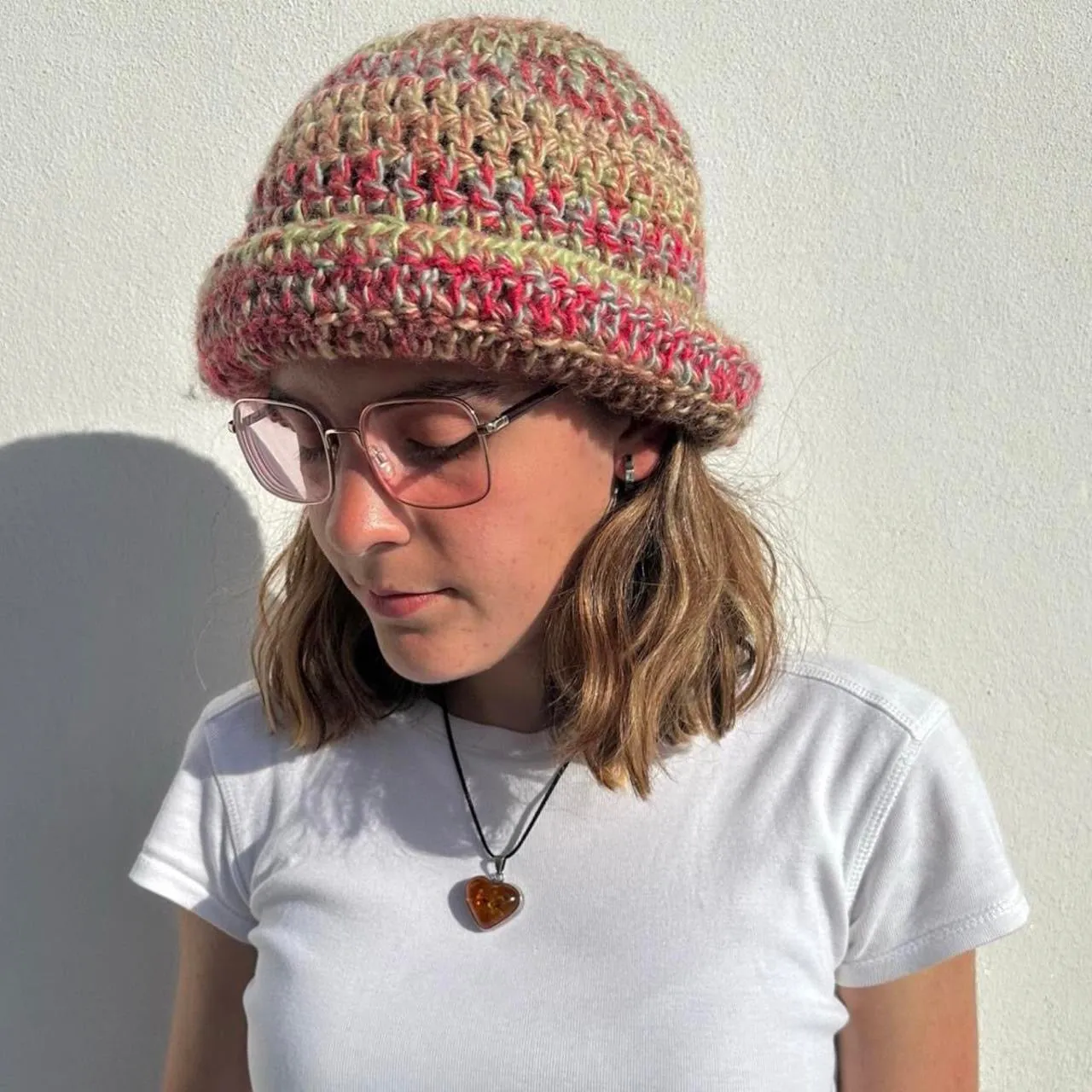 Handmade chunky multicoloured crochet bowler hat - choose your colour