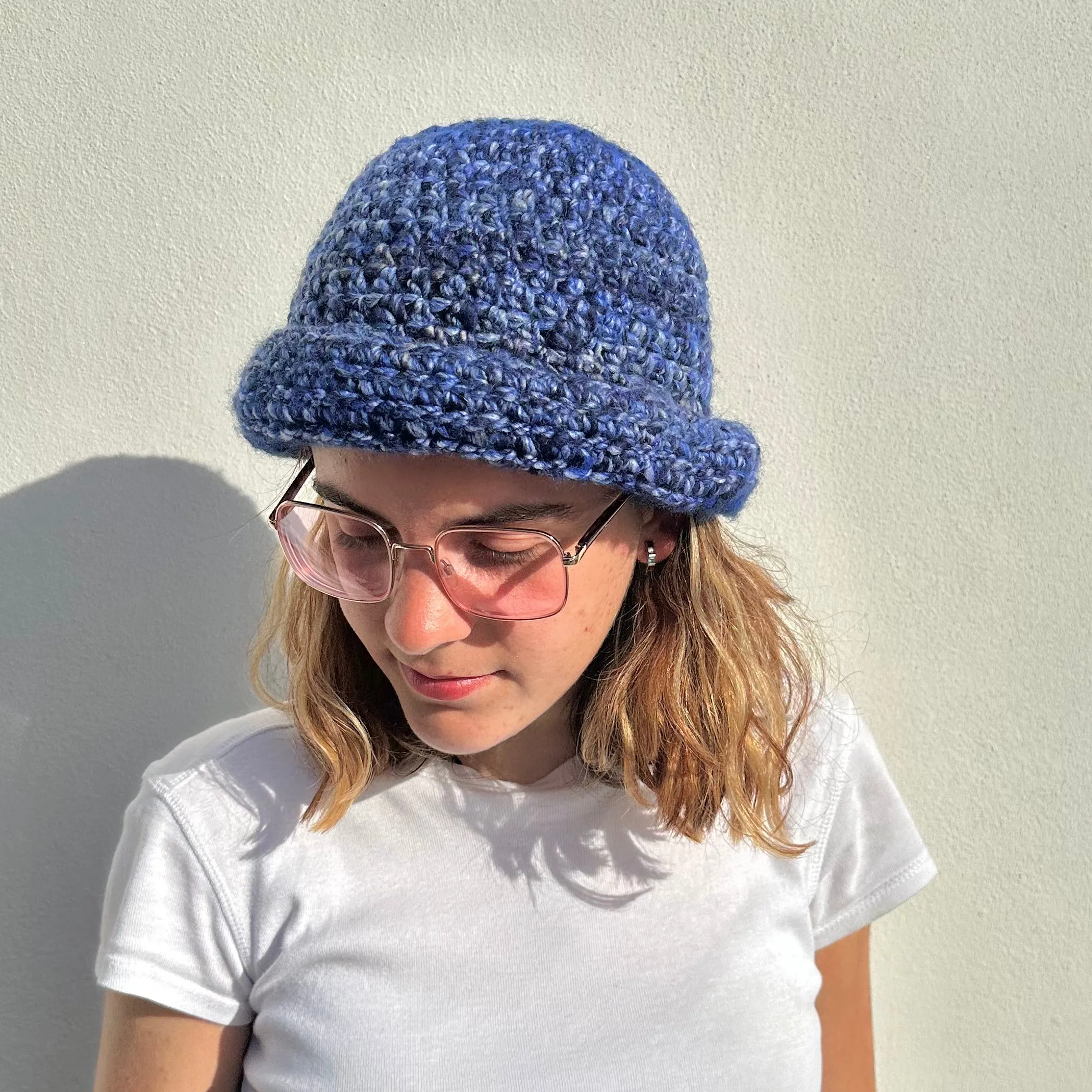 Handmade chunky multicoloured crochet bowler hat - choose your colour