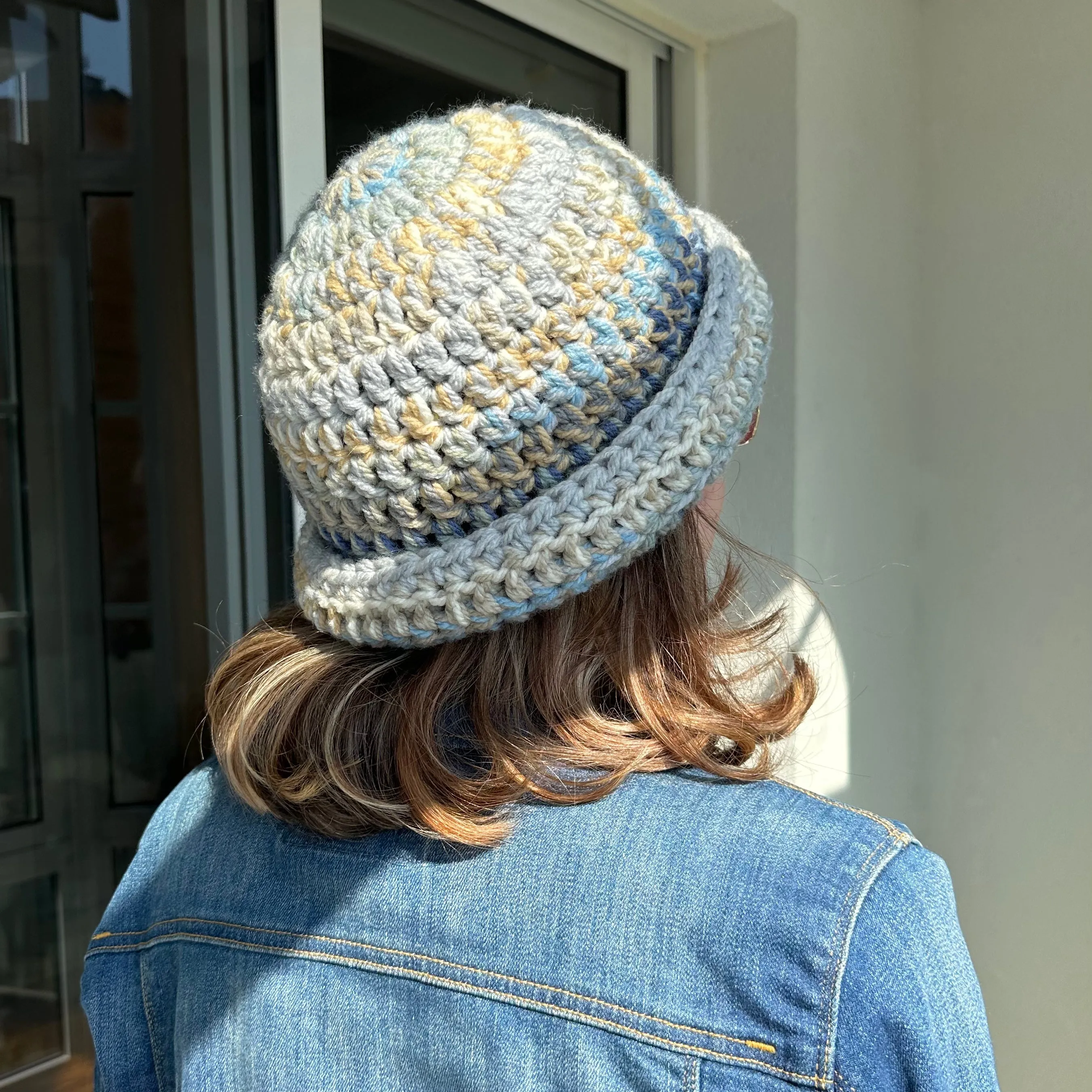 Handmade chunky multicoloured crochet bowler hat - choose your colour