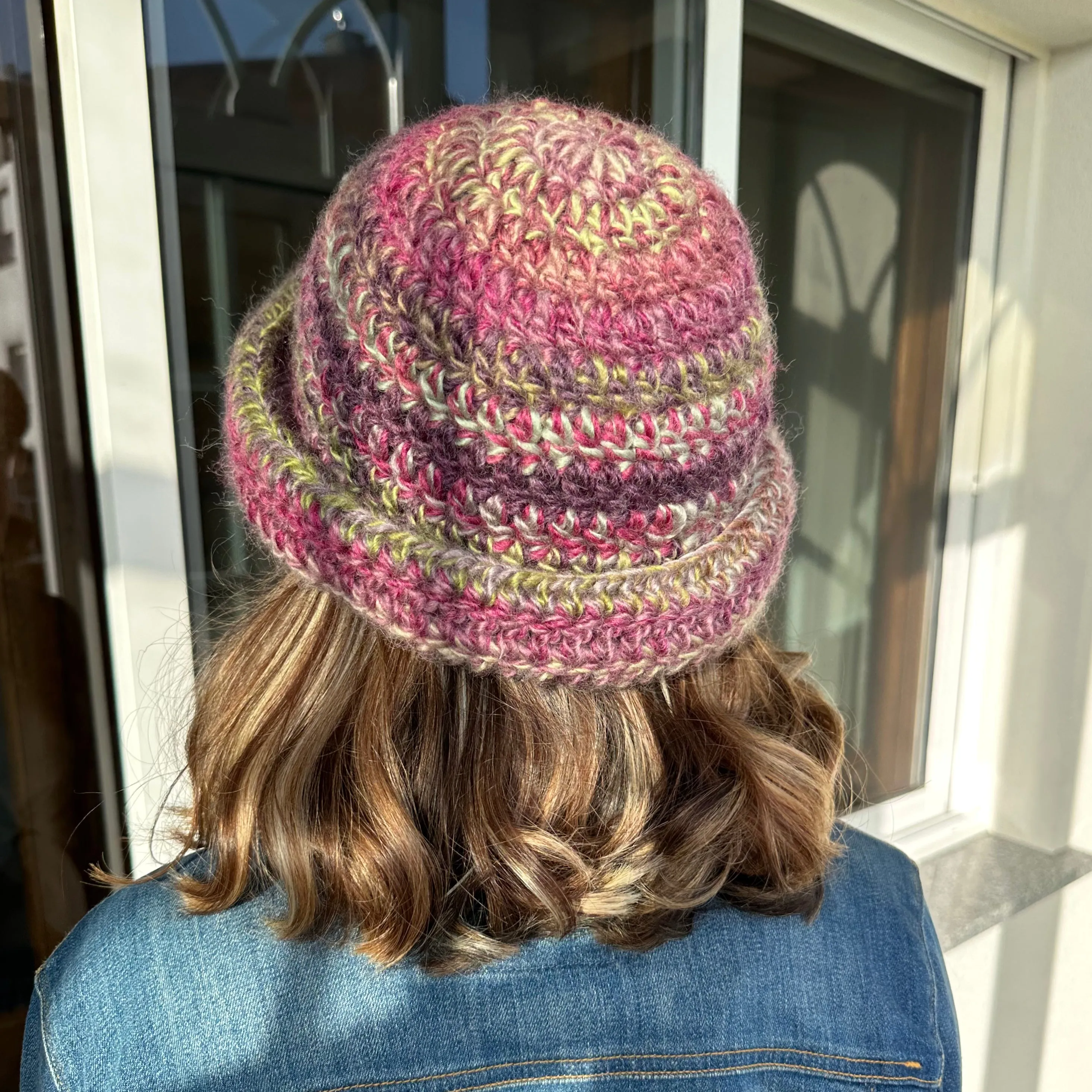 Handmade chunky multicoloured crochet bowler hat - choose your colour