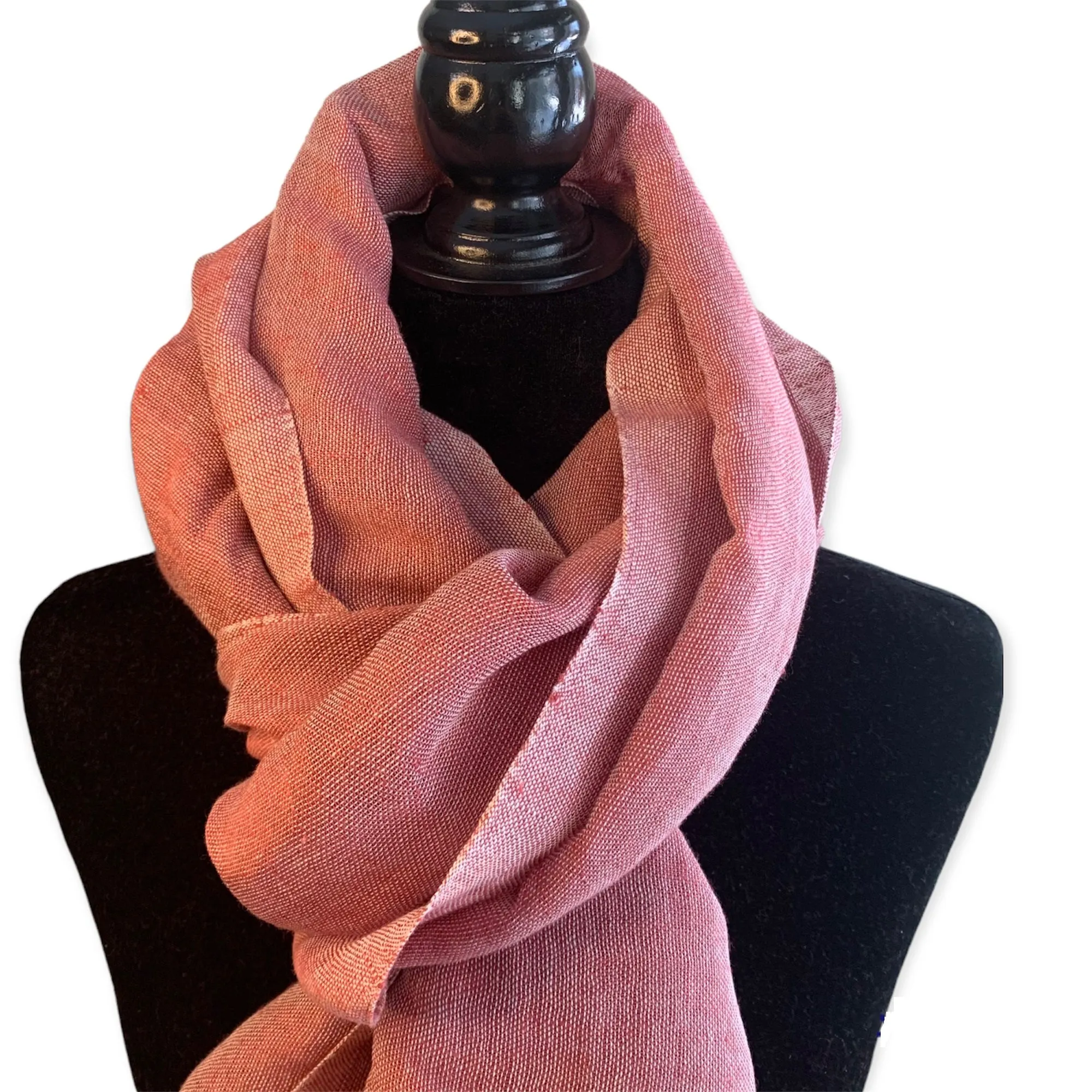 Handwoven Linen Scarf - Burgundy