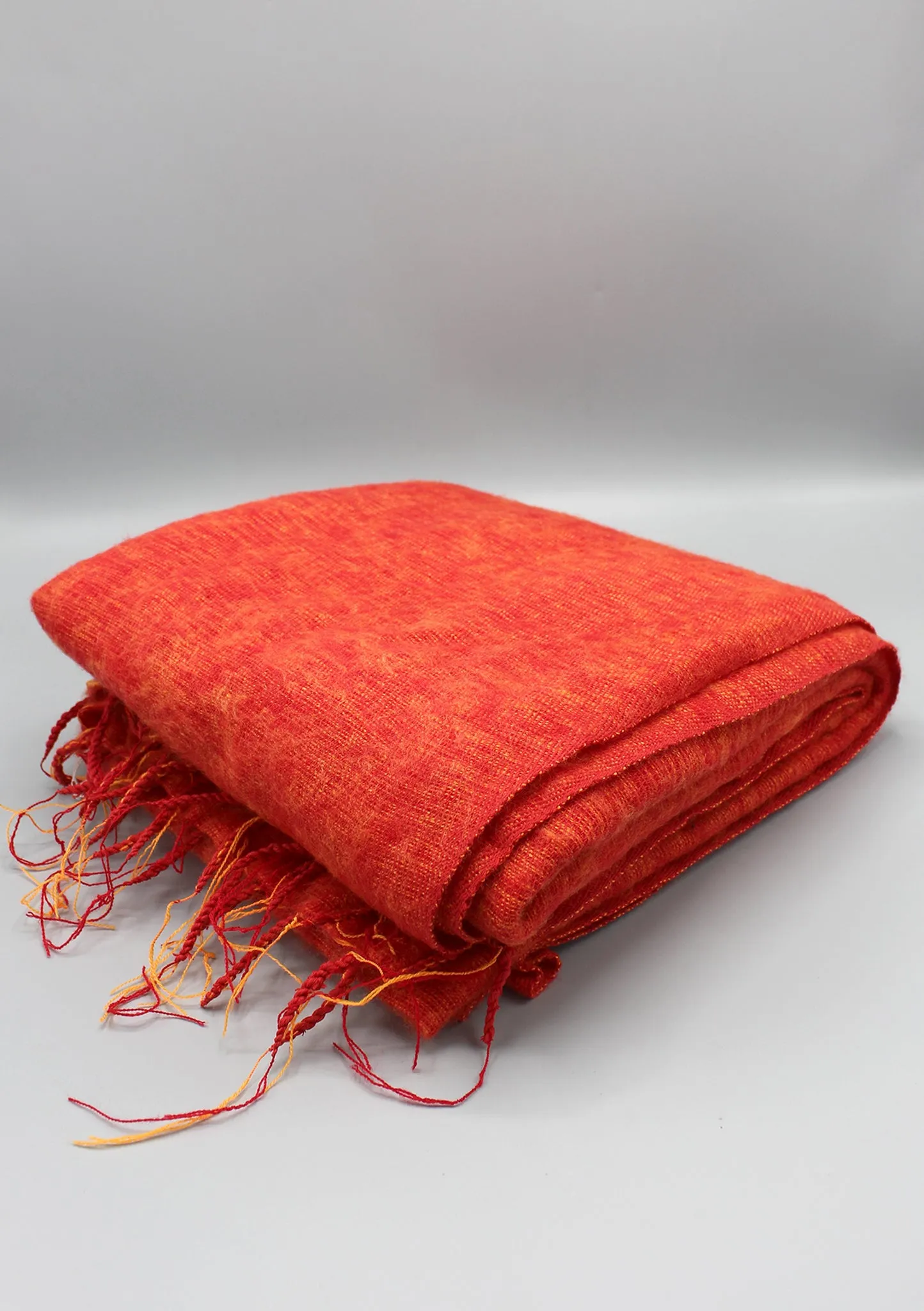 Himalayan Yak Wool Yoga Blanket Shawl Rust Mix Orange