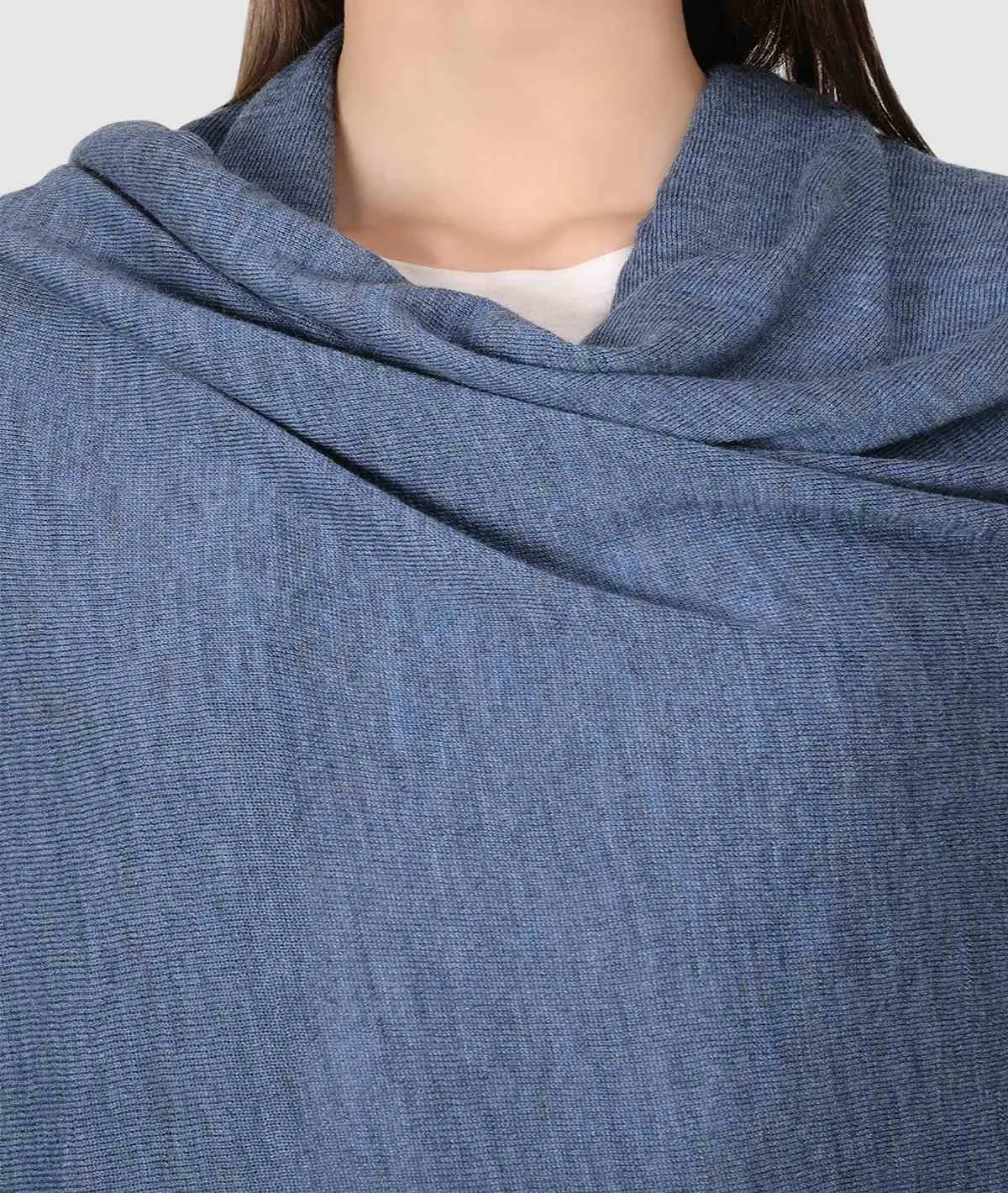 Jersey Knit 100% Merino Wool Shawl (Blue Mélange)