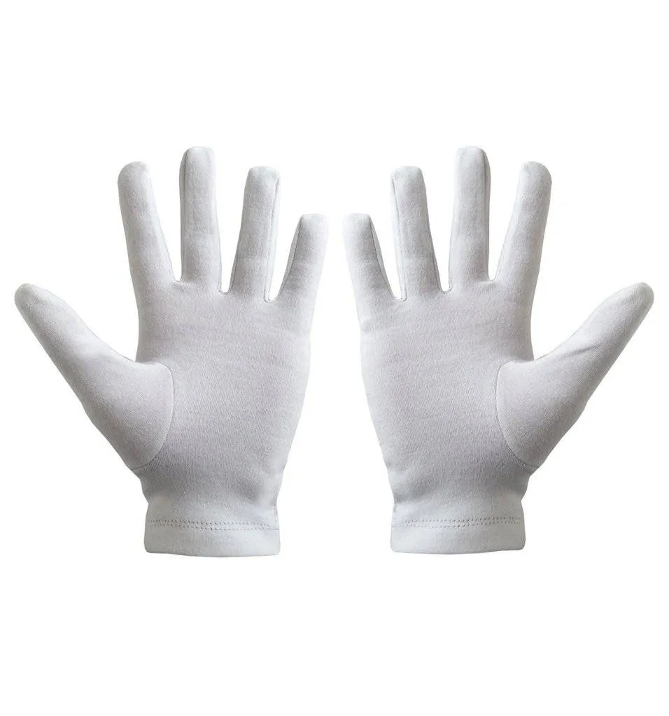 Knights Templar Commandery Gloves - White Cotton Machine Embroidered Logo