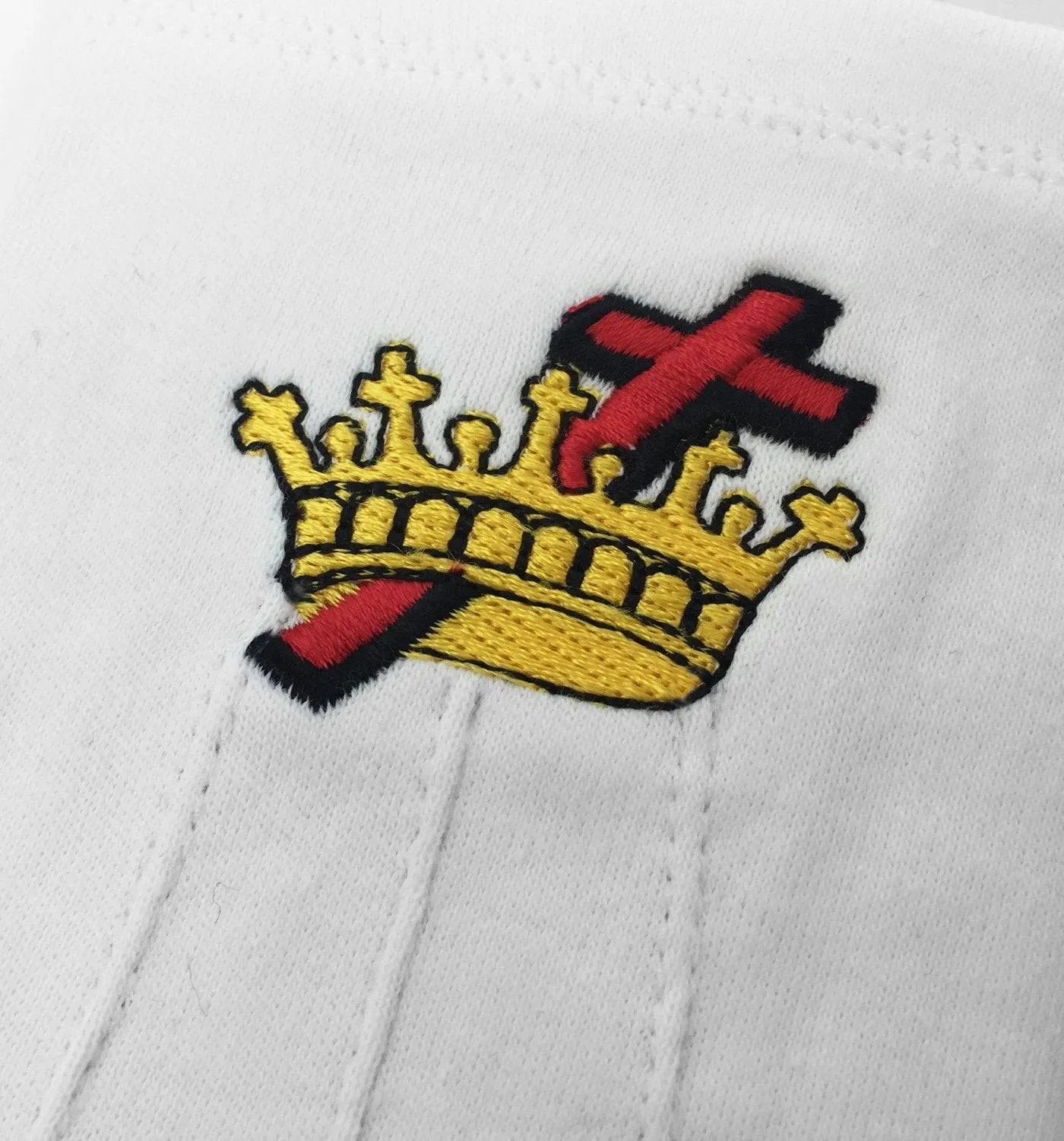 Knights Templar Commandery Gloves - White Cotton Machine Embroidered Logo