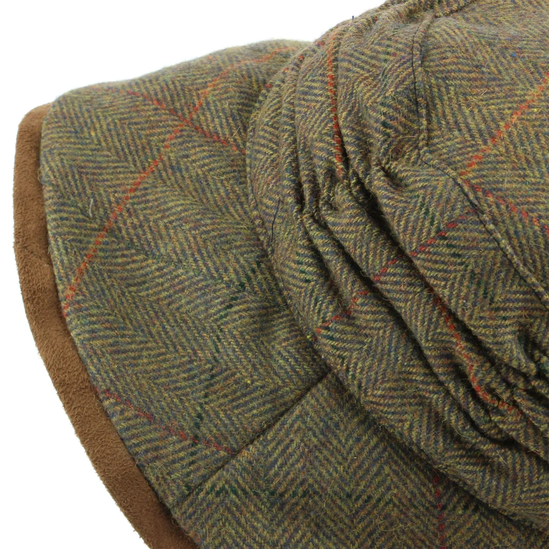 Ladies Wool Tweed Herringbone Cloche Hat - Light Brown