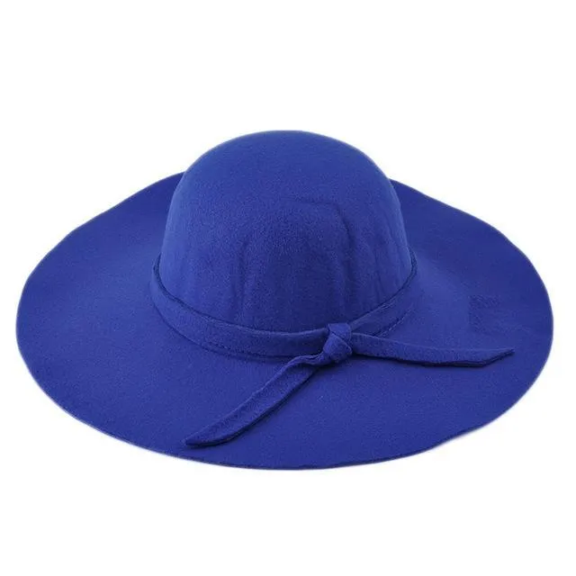 Lady's Wide Brim Wool Felt Fedora Hat In 6 Colors