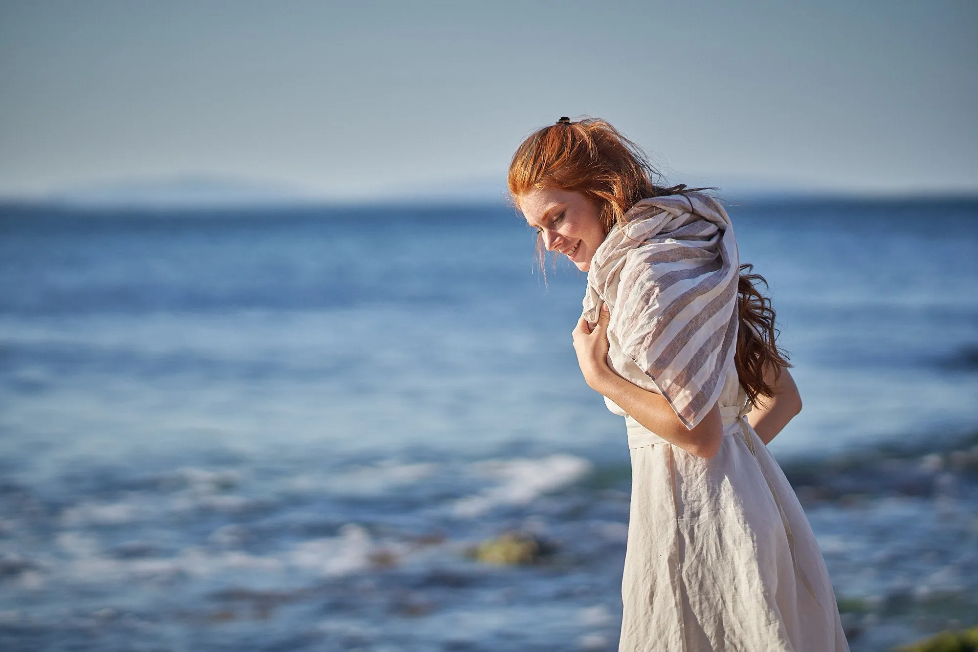 Light Blue Linen Scarf