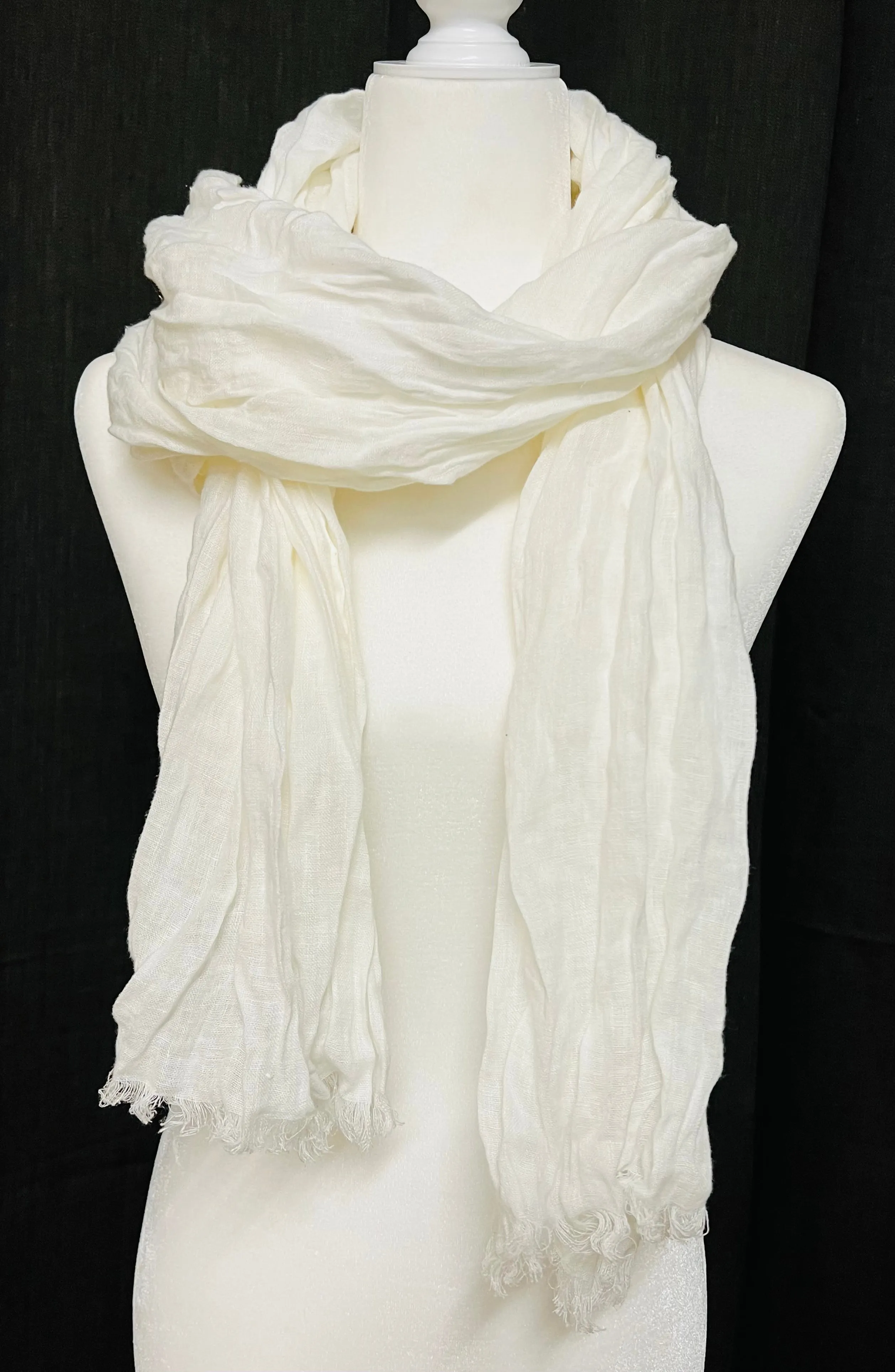 Linen Scarf - Winter White (3591)